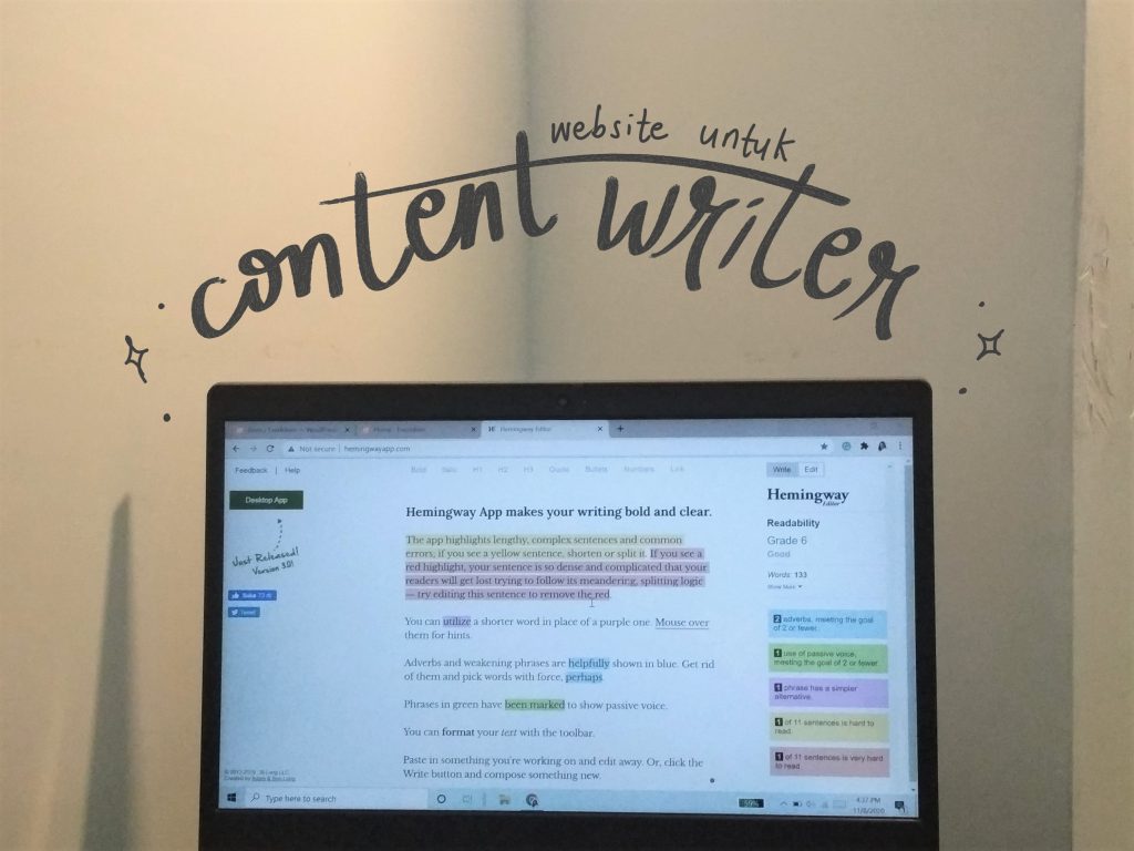 website untuk content writer